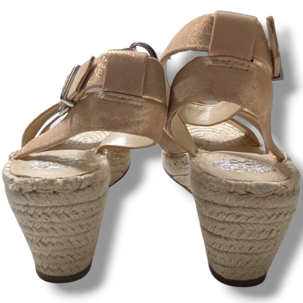 NEW VINCE CAMUTO Bendsen Wedge Sandal IN ROSE GOLD SZ 9.5 - Picture 4 of 14